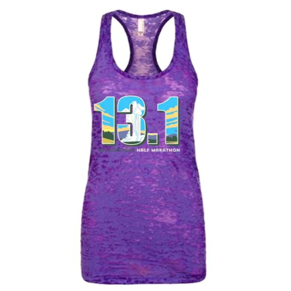 Yellowstone Half Marathon Tank Women's L Purple Old Faithful